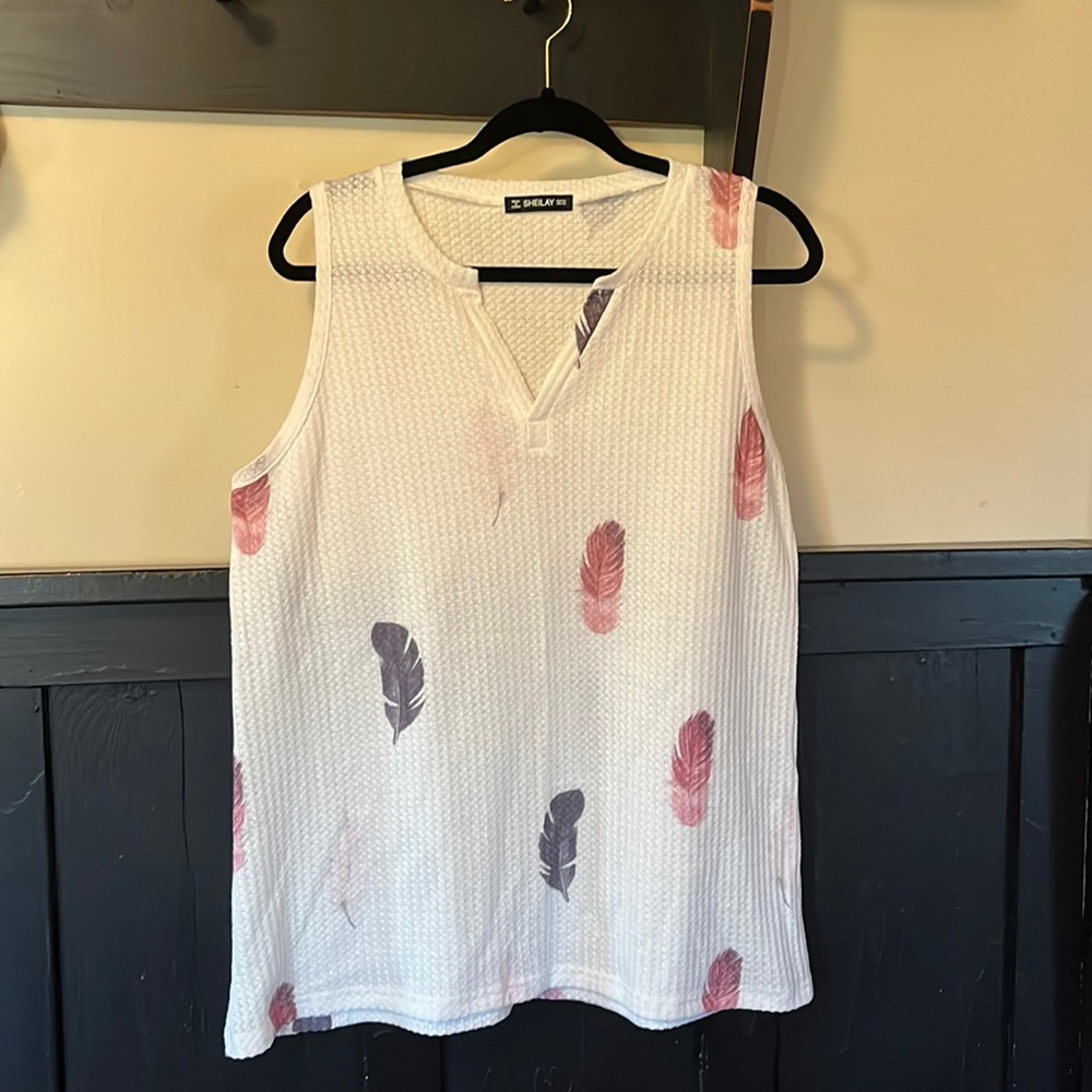 Sheilay XXL feather long waffle tank top EUC